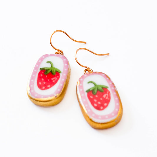Ceramic Strawberry Earrings