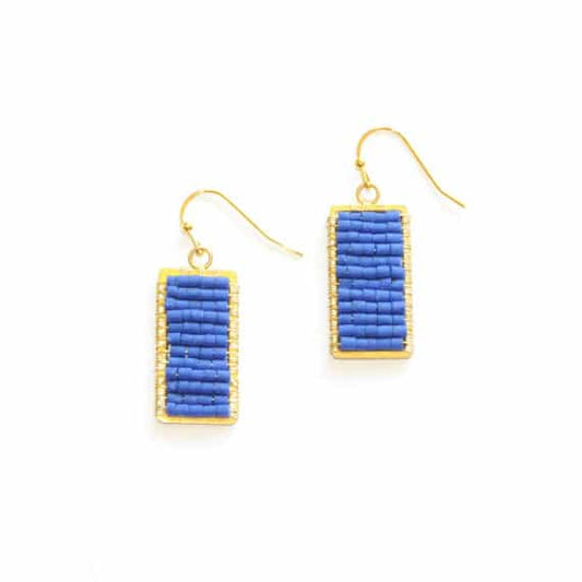 Spring Rectangle Earrings in Lapis/brass
