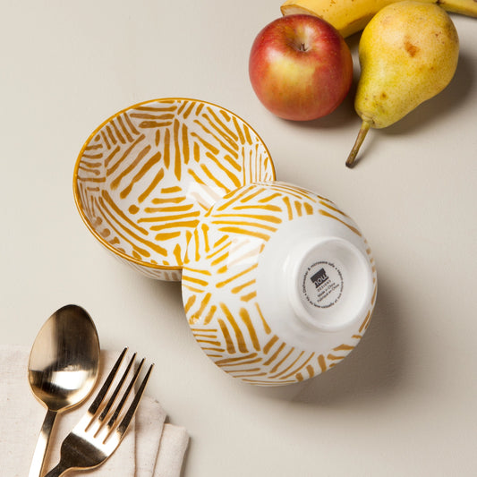 Ochre Lines Stamped Bowl - 4"