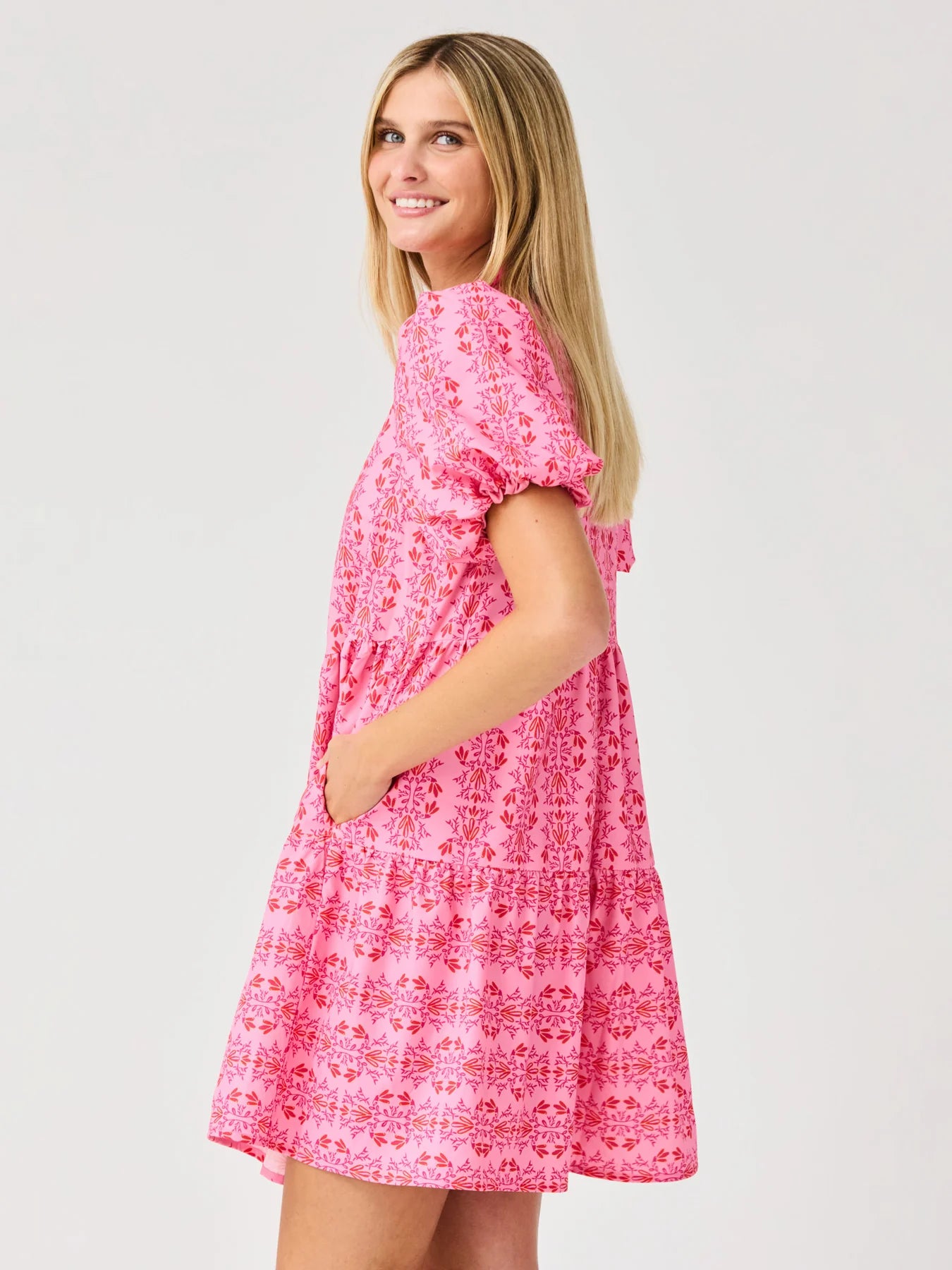 Kinsley Mini Dress in Heirloom Vine Pink