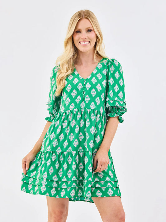 Raya Dress in Early Riser Green