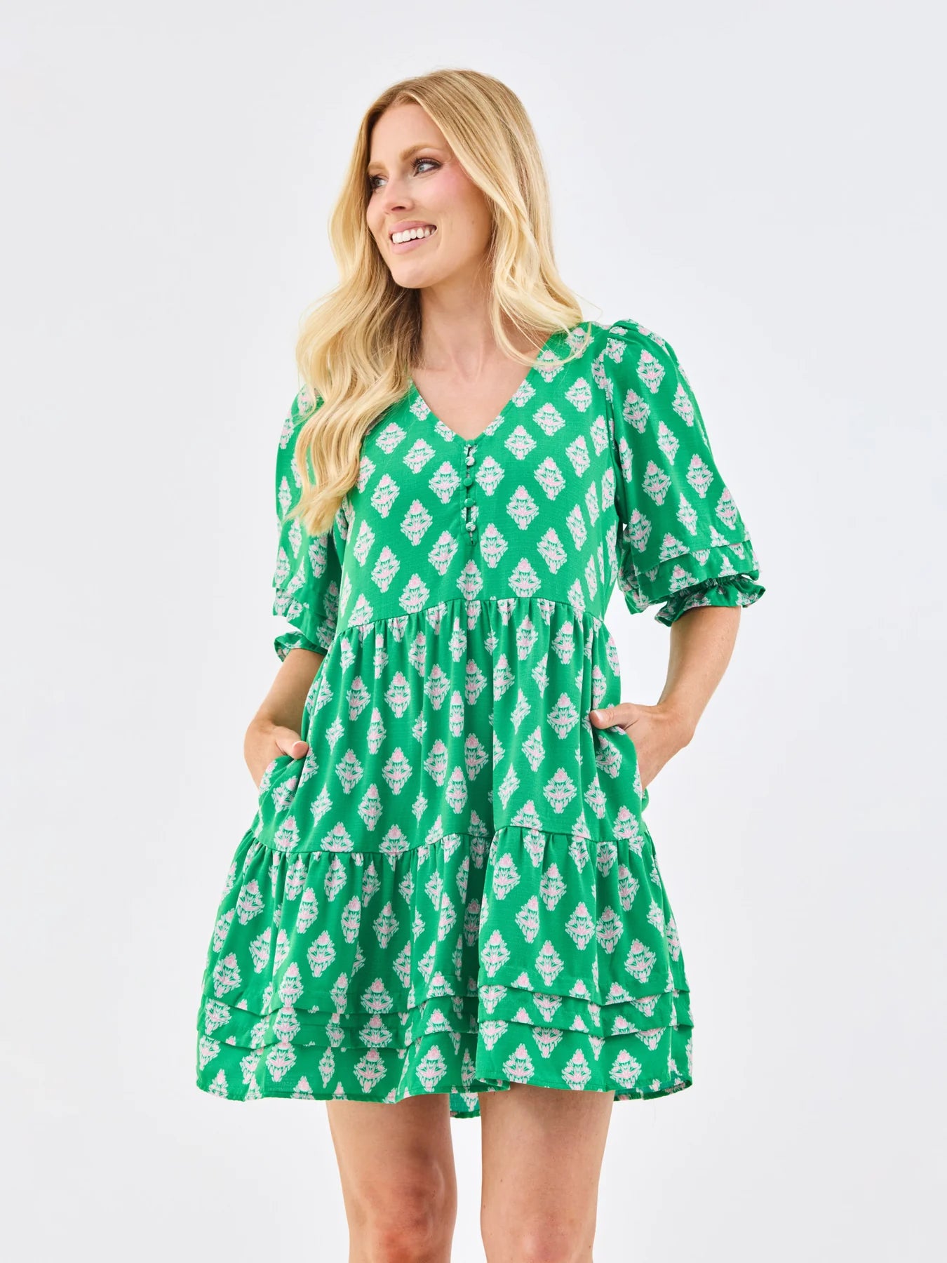 Raya Dress in Early Riser Green
