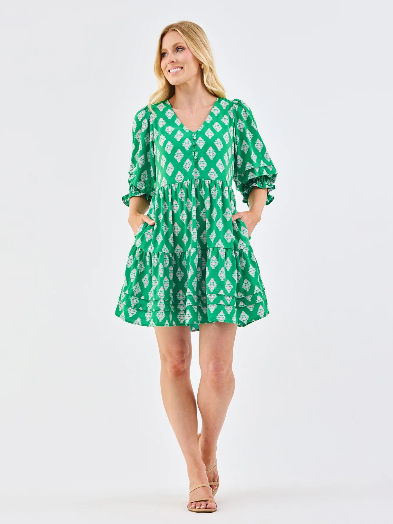 Raya Dress in Early Riser Green