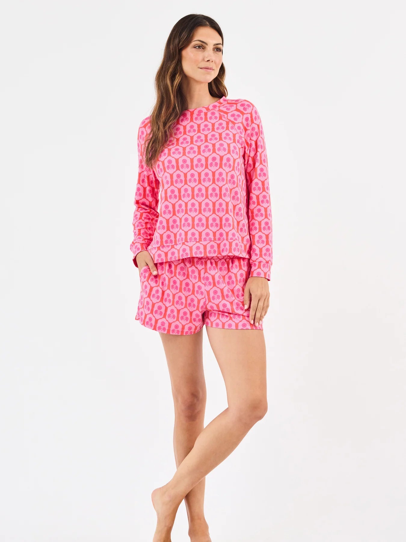 Annie Shorts Set in Rosette Charm Pink