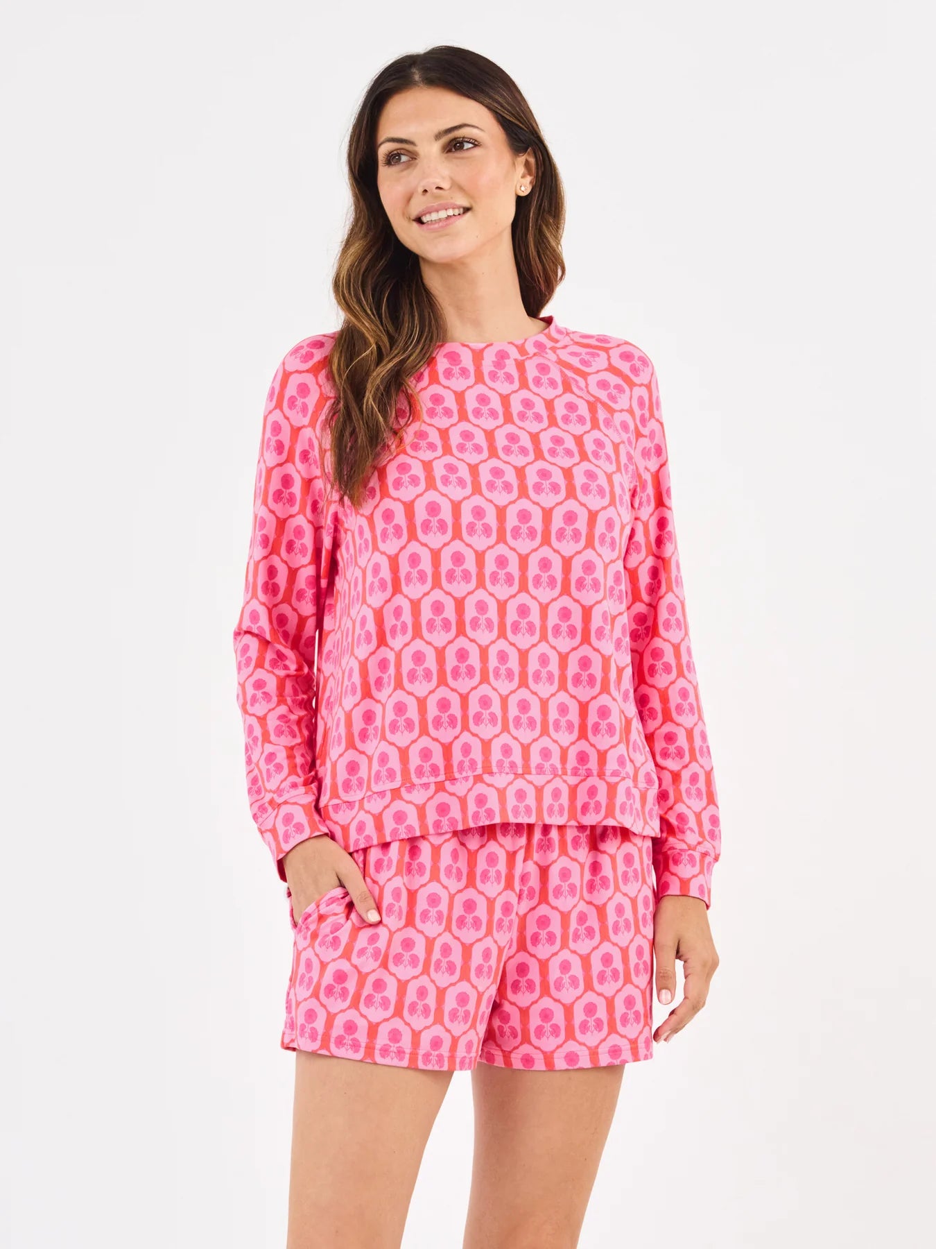 Annie Shorts Set in Rosette Charm Pink