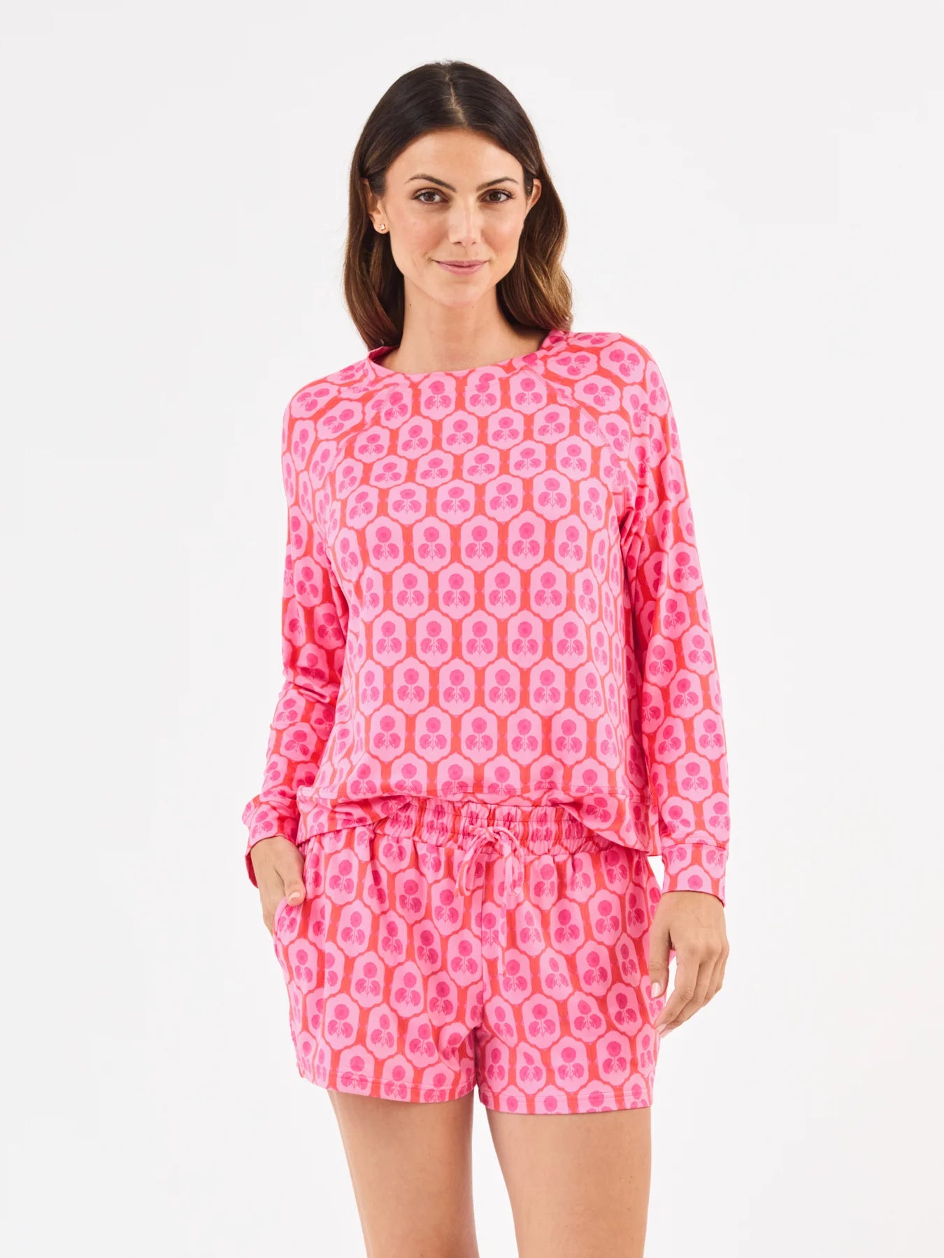 Annie Shorts Set in Rosette Charm Pink