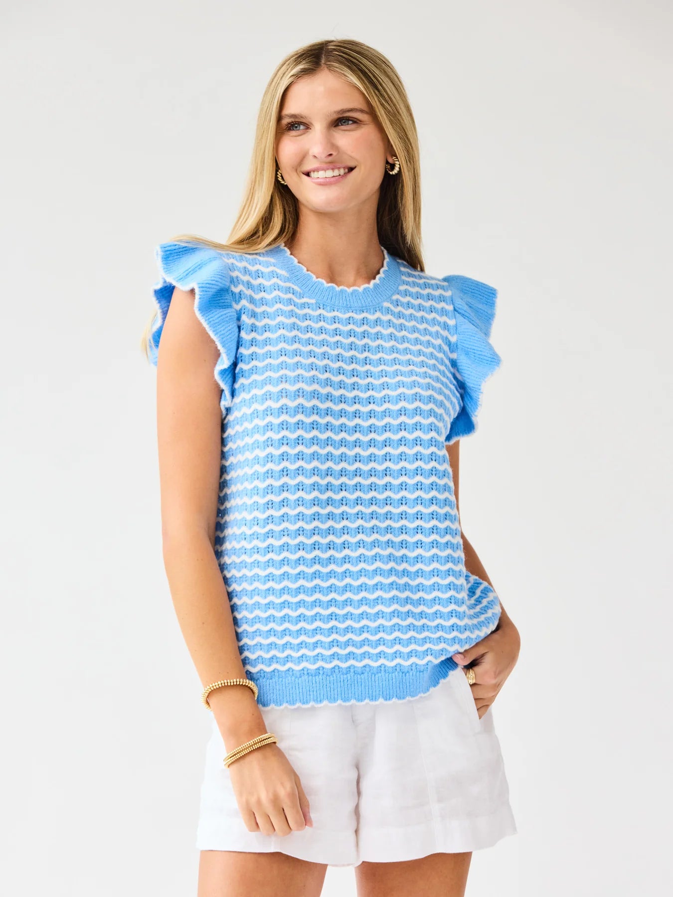 Oakley Sweater in Blue & White