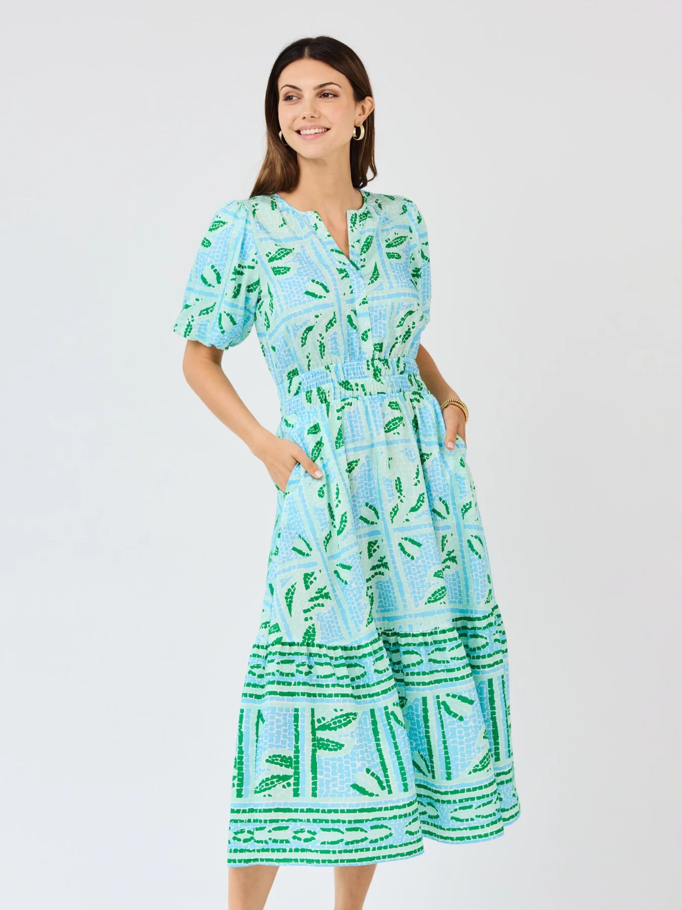Tracey Dress in Trellis Tiles