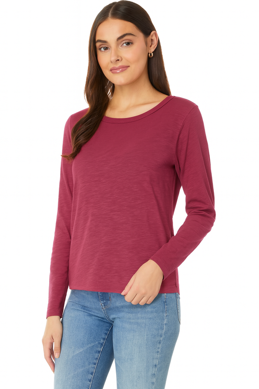 Long Sleeve Favorite Tee in Zinfandel