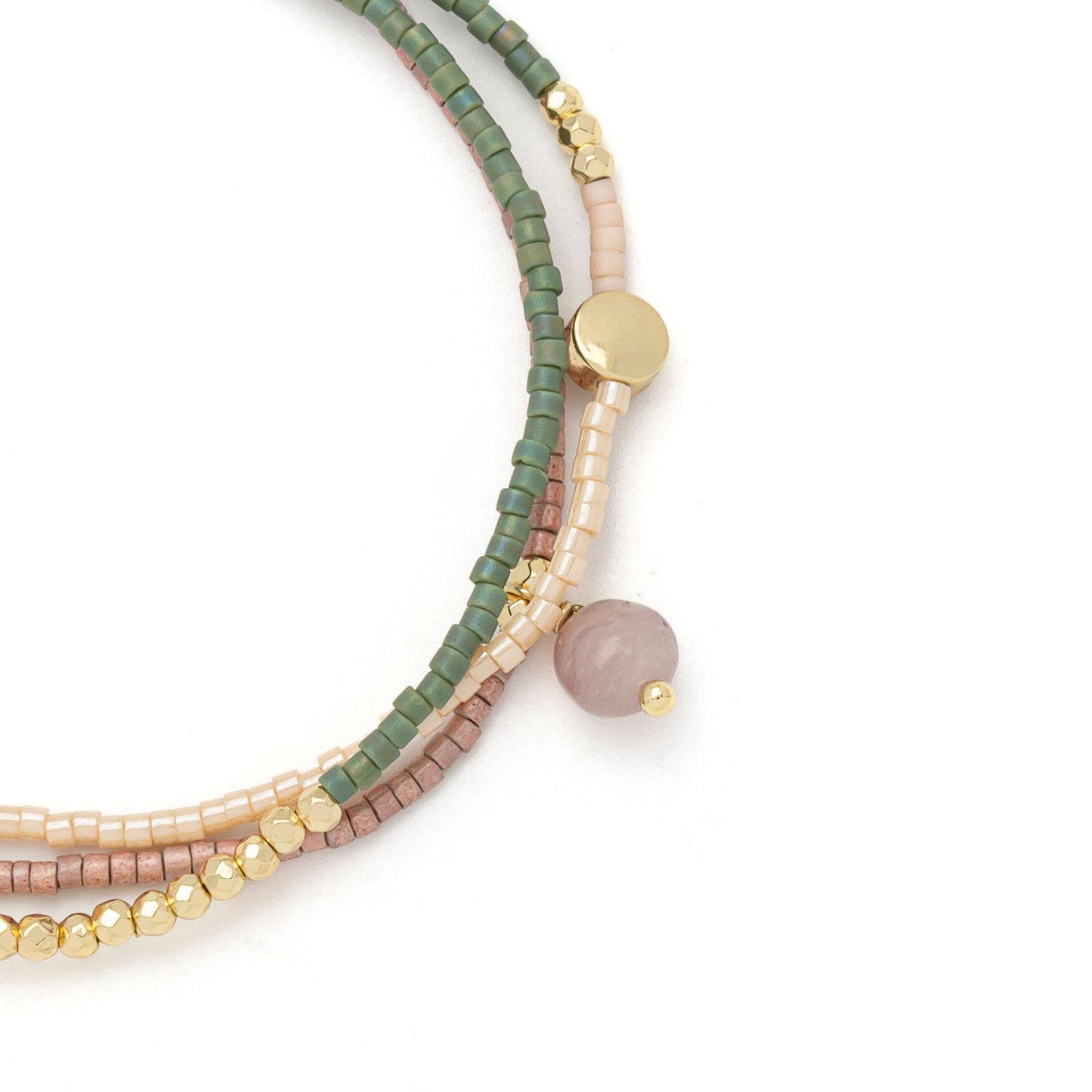 Mixed Media Wrap Bracelet/Necklace - Healing/Tourmaline/Gold