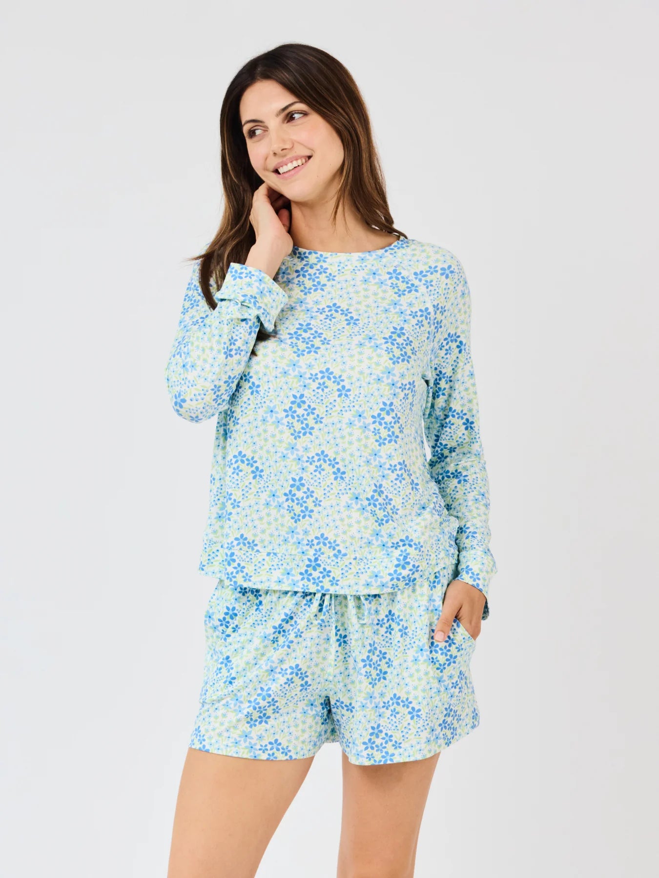 Annie Shorts Set in Larkspur Fields Blue
