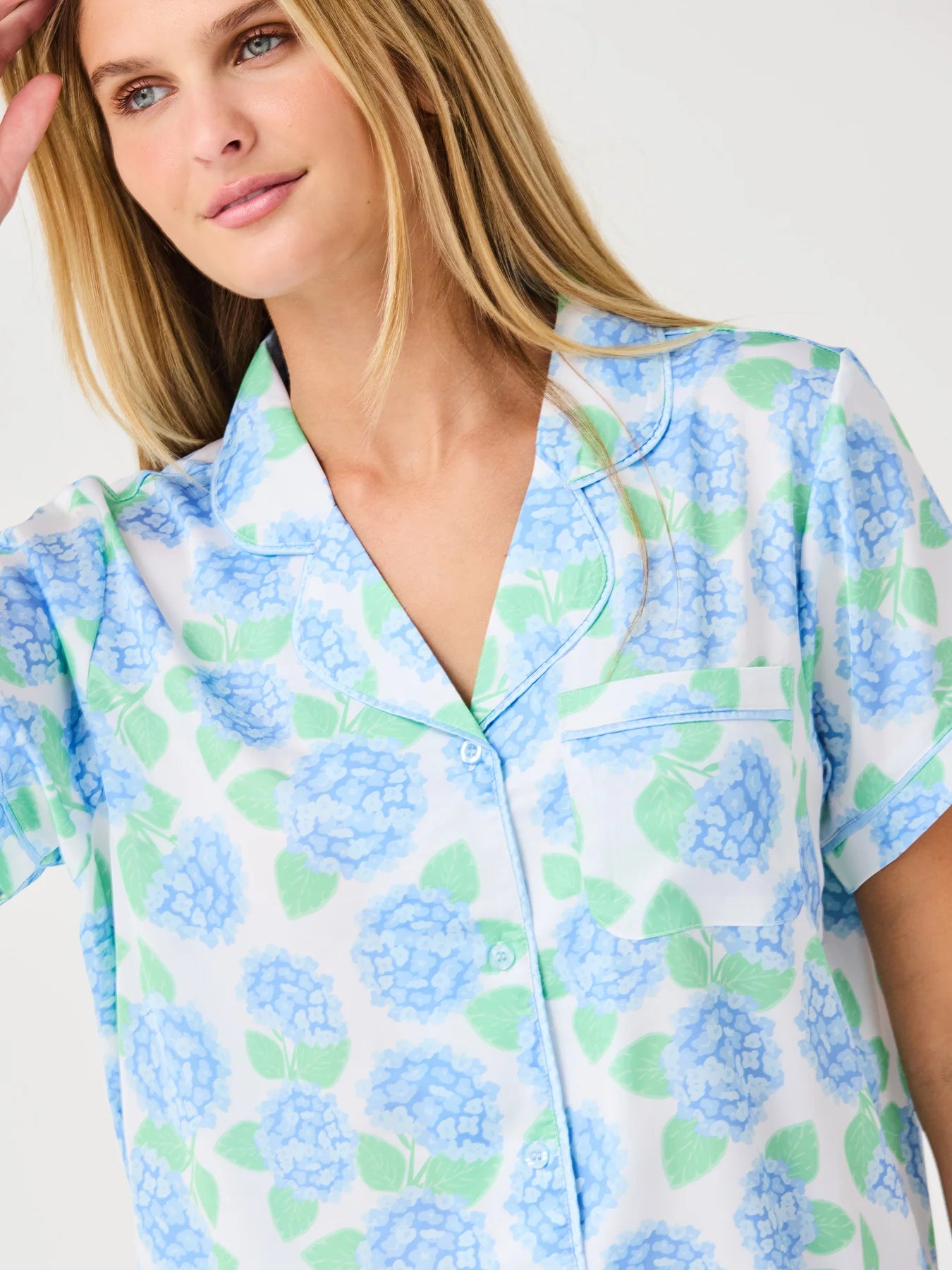 Charlotte Pajama Short Set in Summerfair Blue