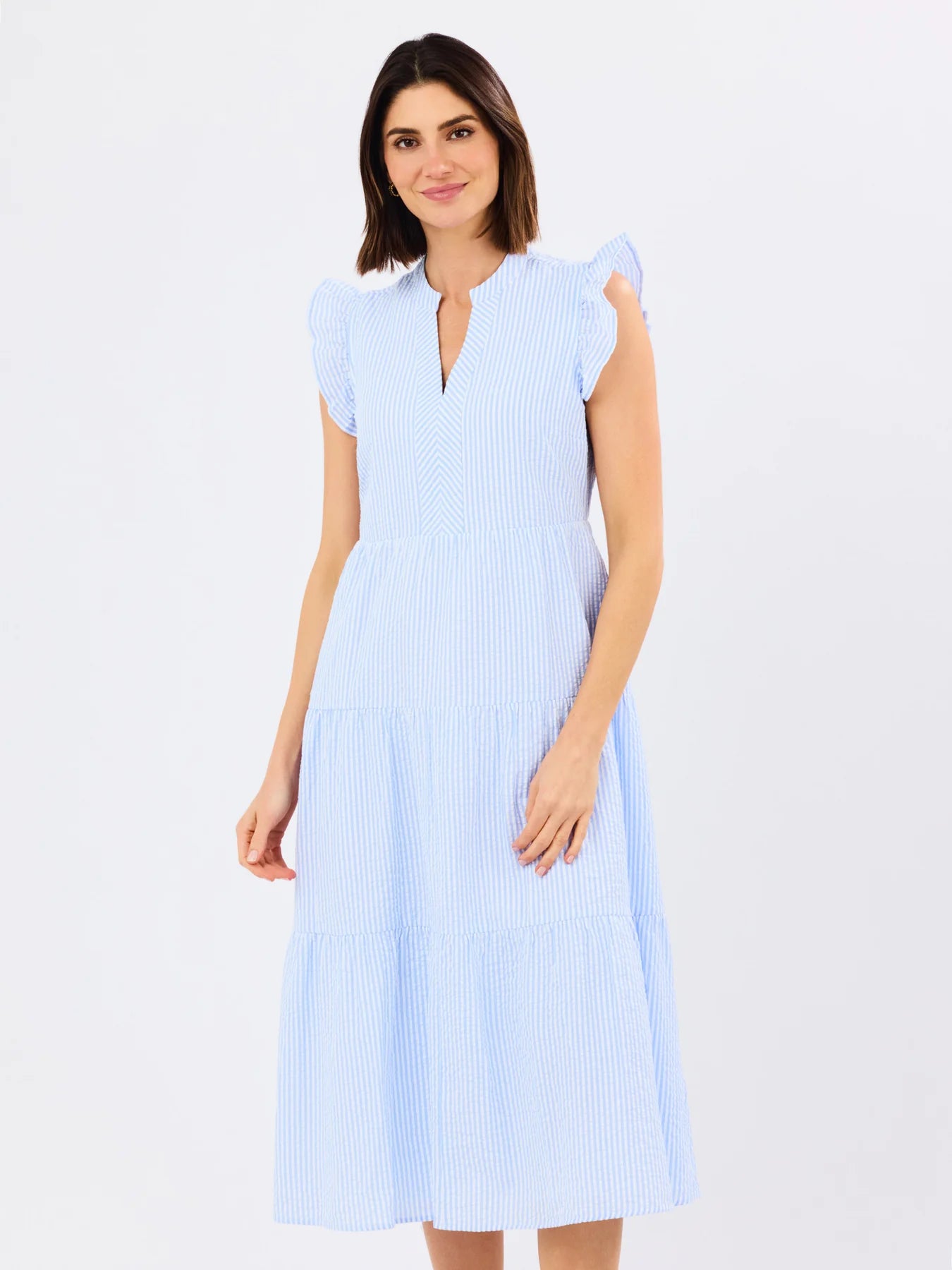 Kari Dress in Blue & White