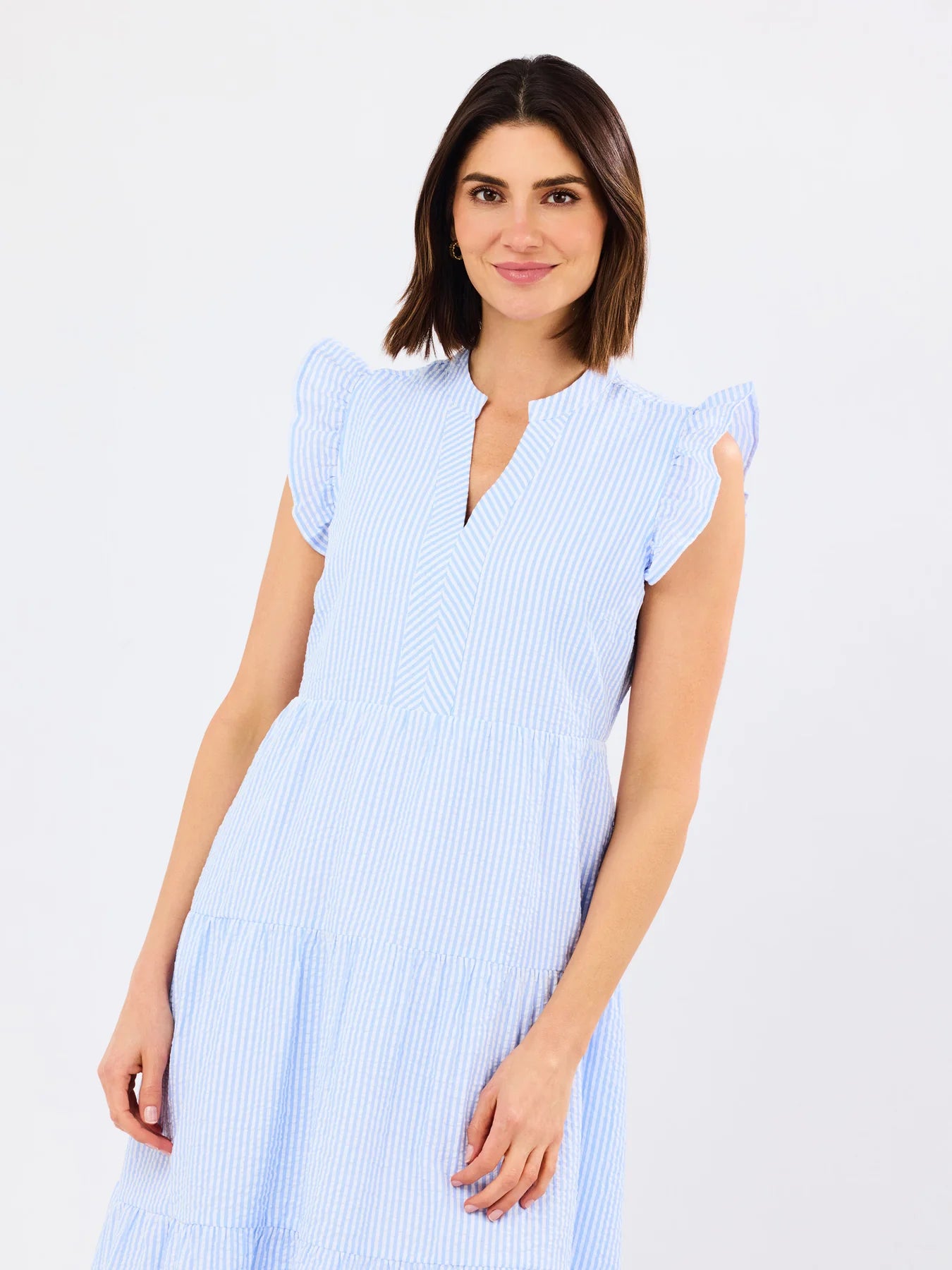 Kari Dress in Blue & White