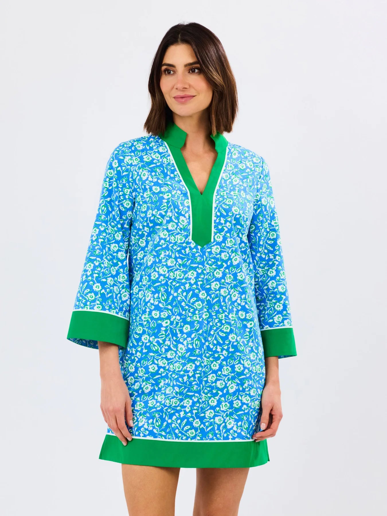 Brenda Dress in Meadow Line Blue