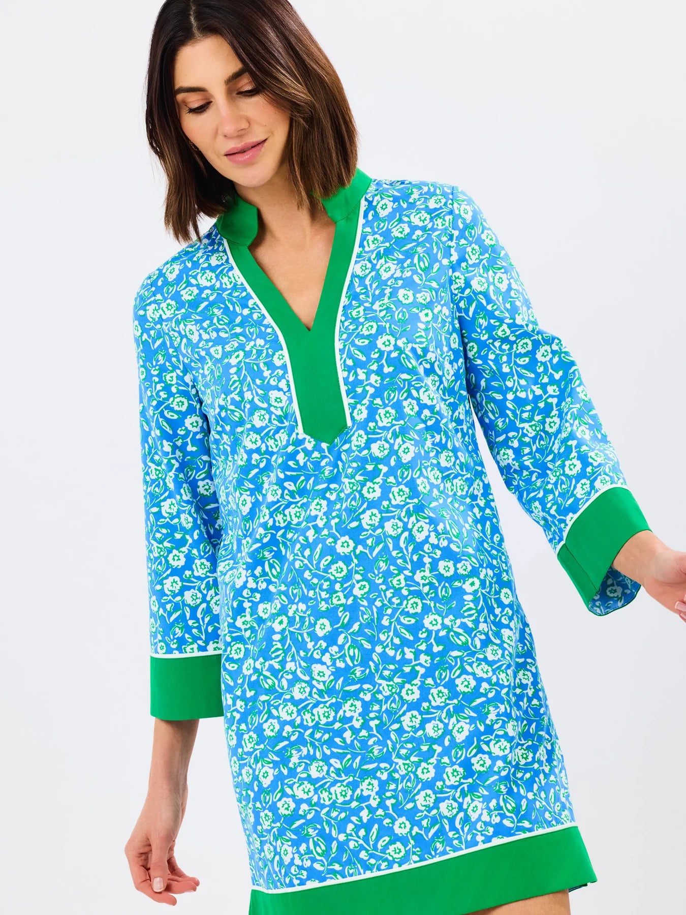 Brenda Dress in Meadow Line Blue
