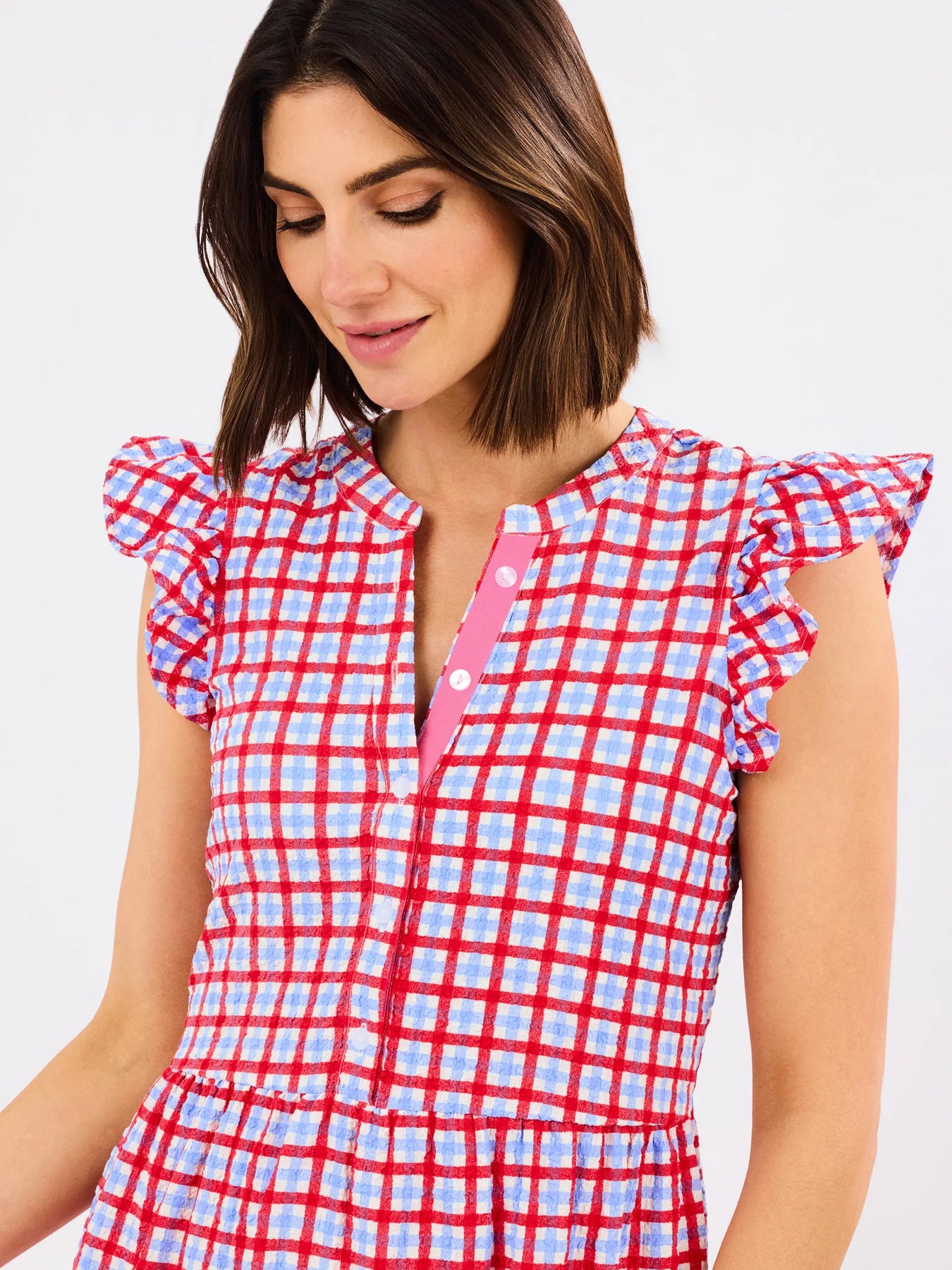 Riley Dress in Red & Blue Gingham