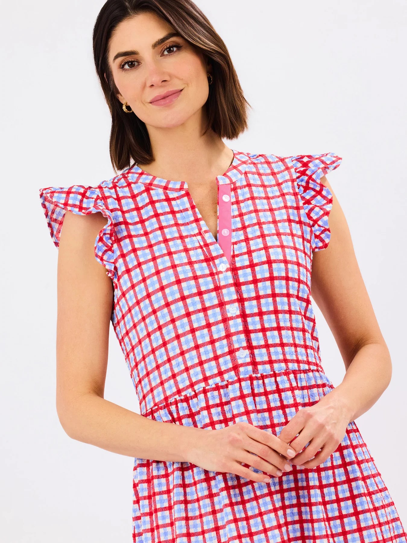 Riley Dress in Red & Blue Gingham
