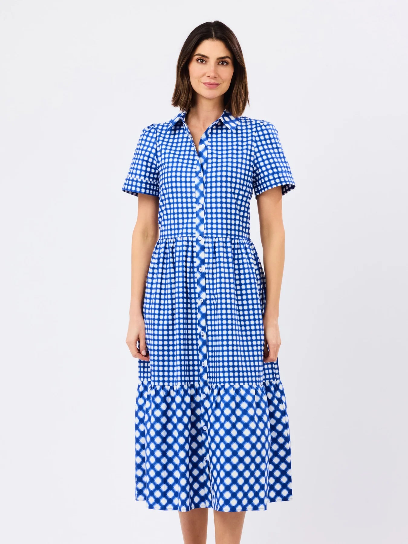Jema Dress in Mixed Navy Gingham