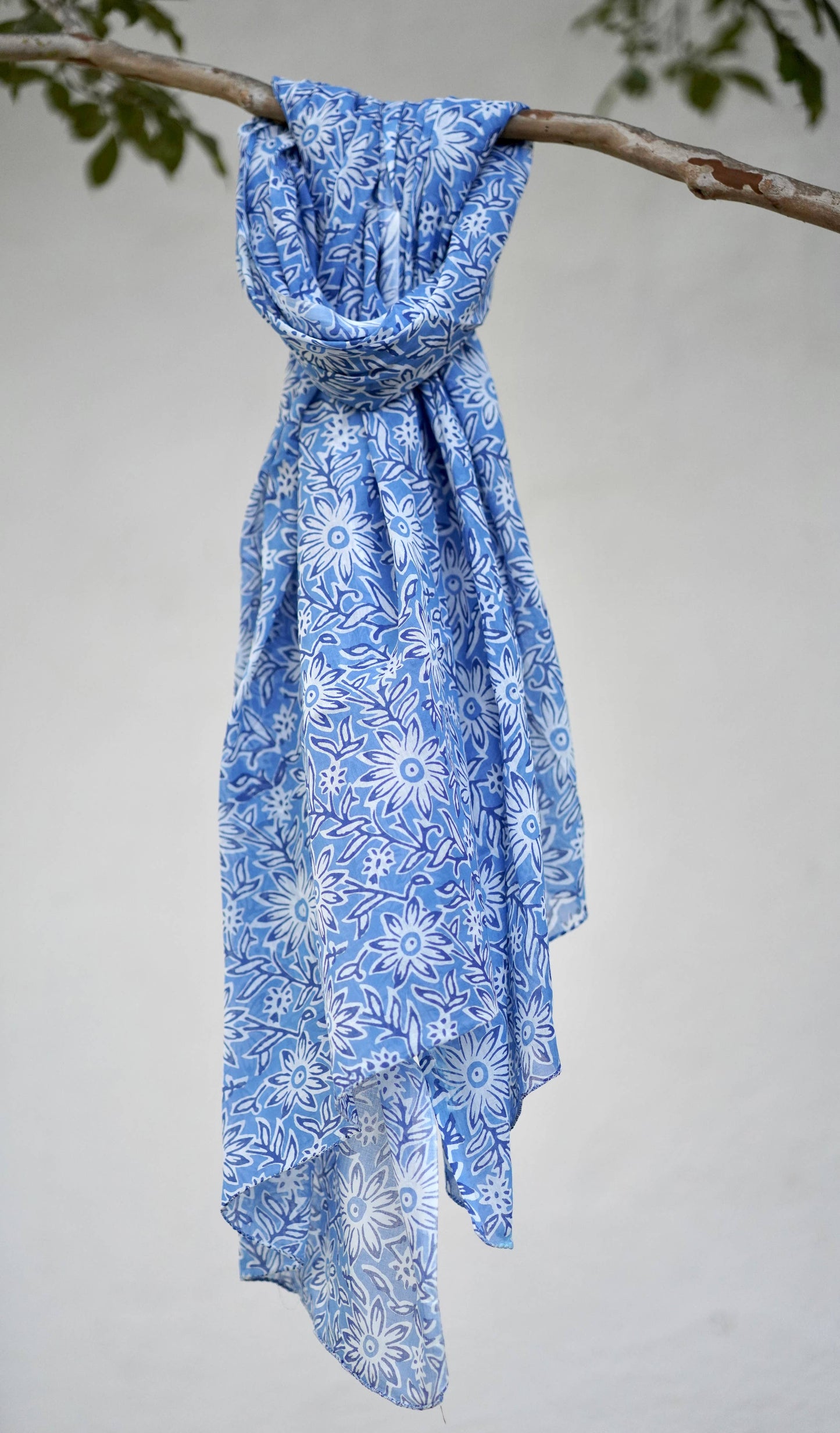 Julie Daisy Cotton Block Print Scarf