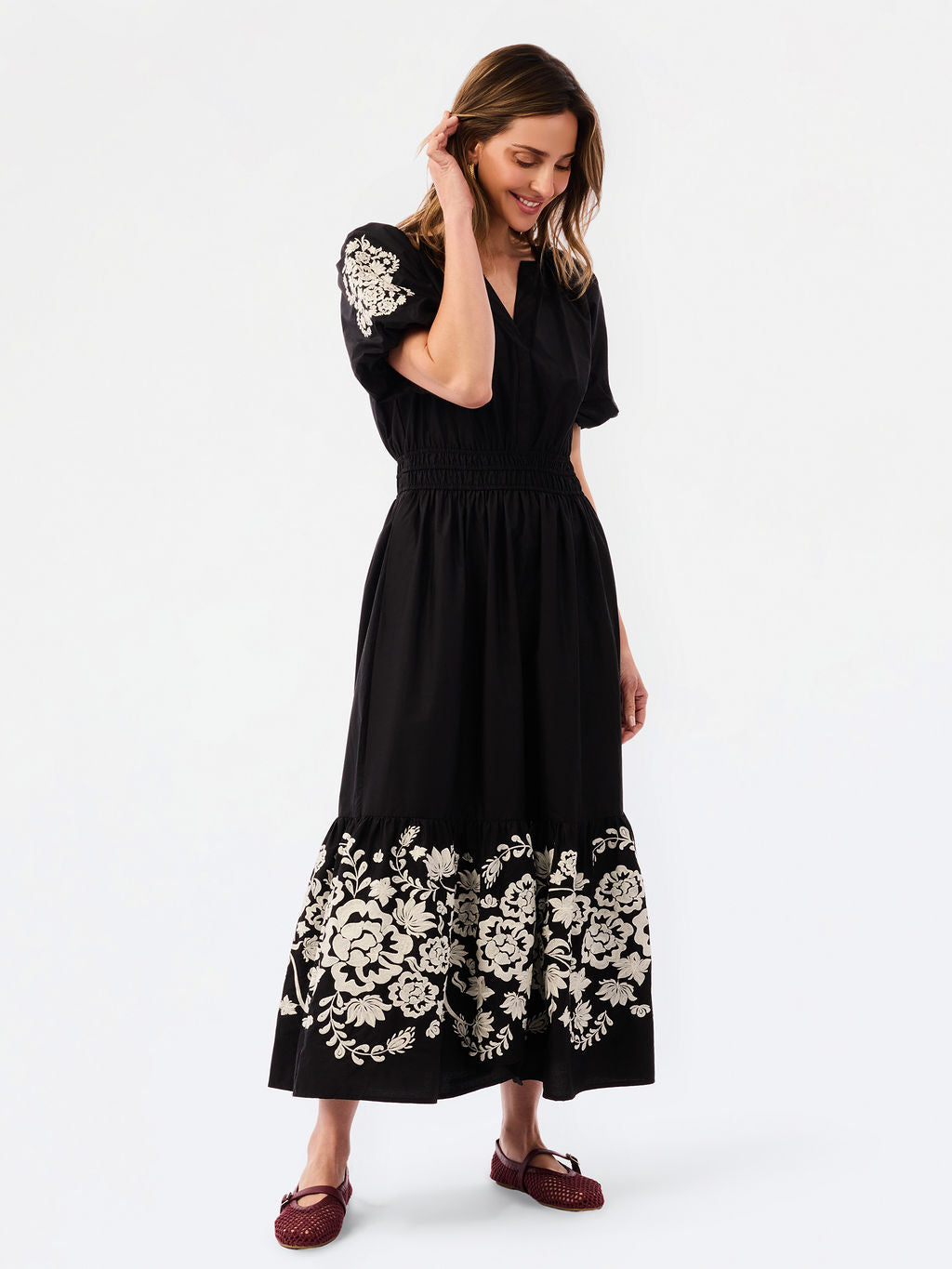 Tracey Dress in Aven Vines Black