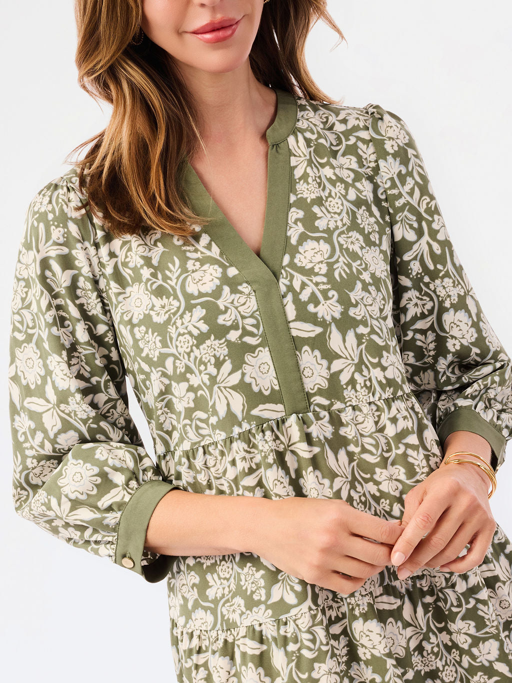 Cameron Dress in Painted Trillium Olive