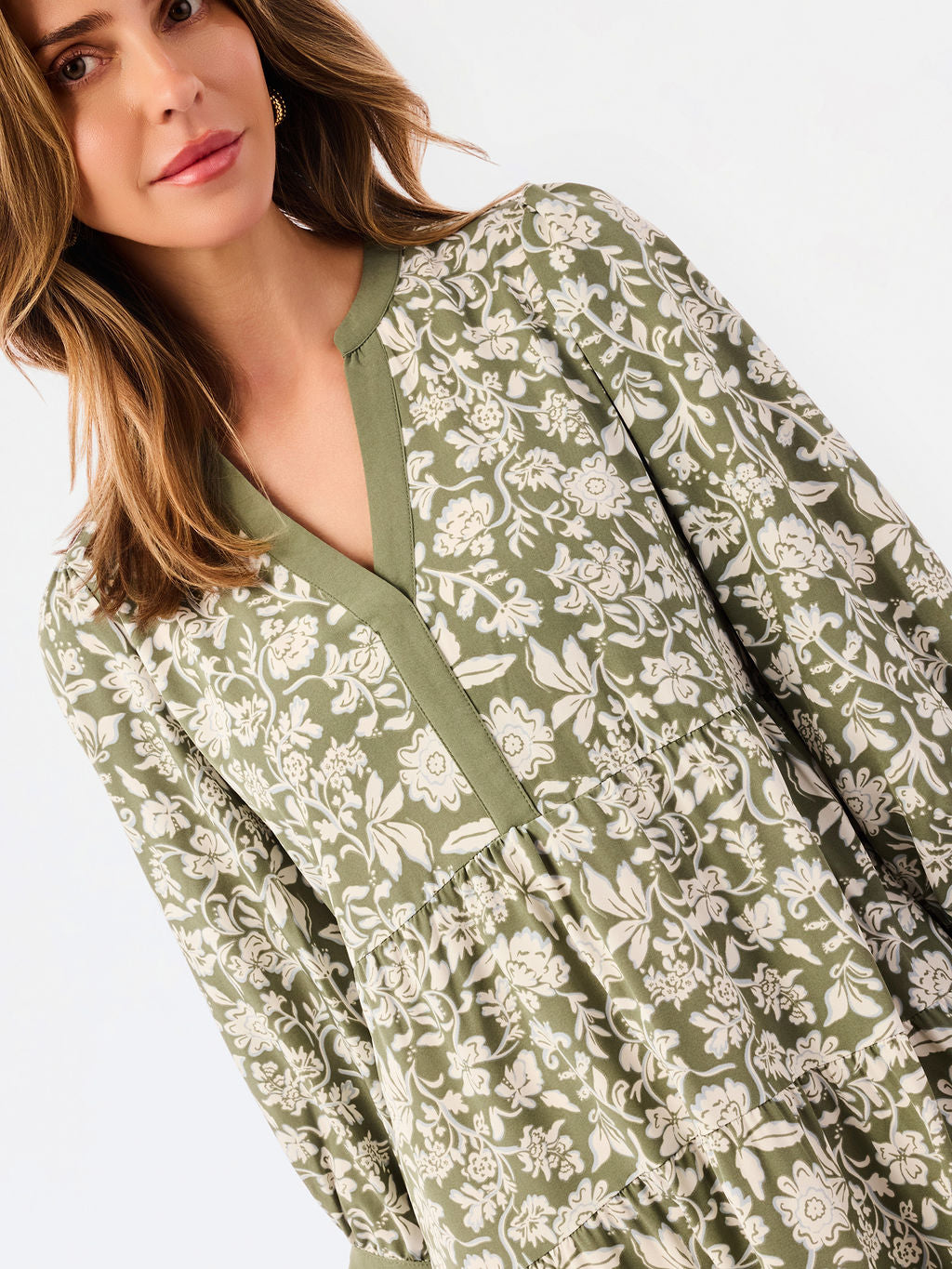 Cameron Dress in Painted Trillium Olive