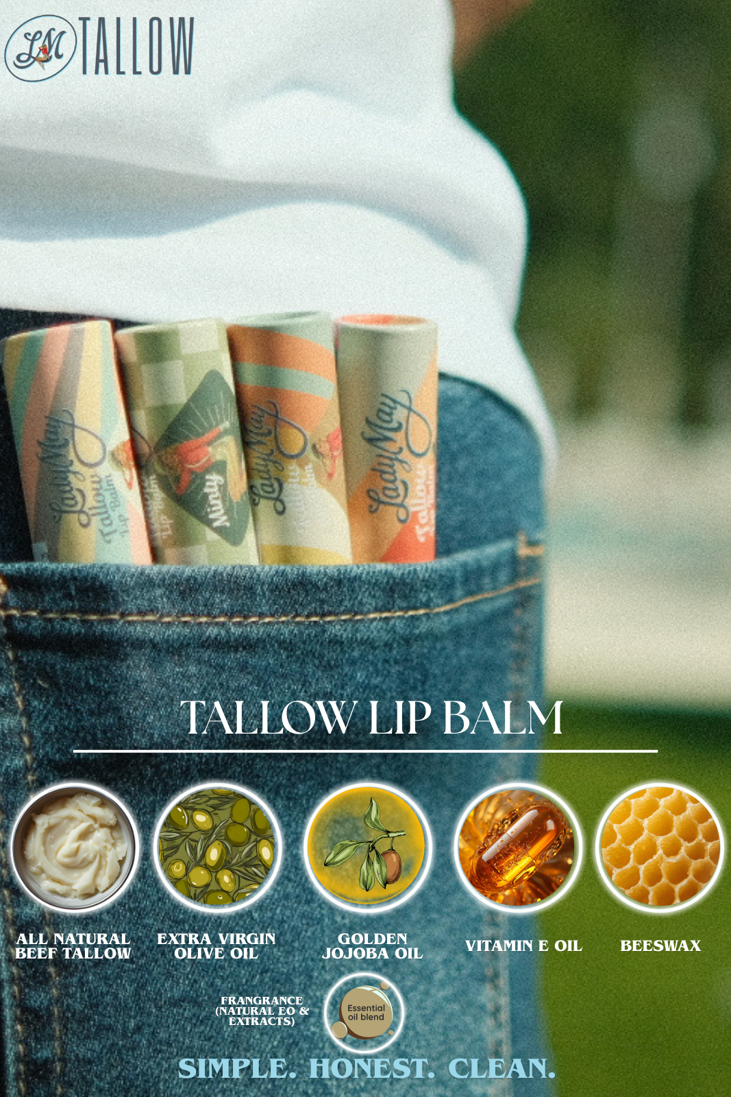 Tallow Lip Balm - Grasshopper (Mint)