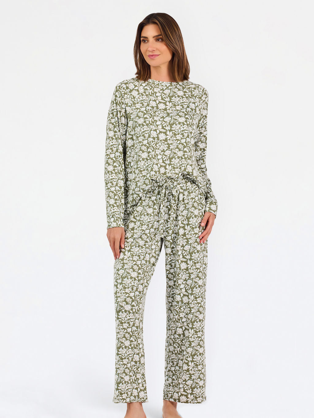 Annie Pajama Set in Painted Trillium Olive