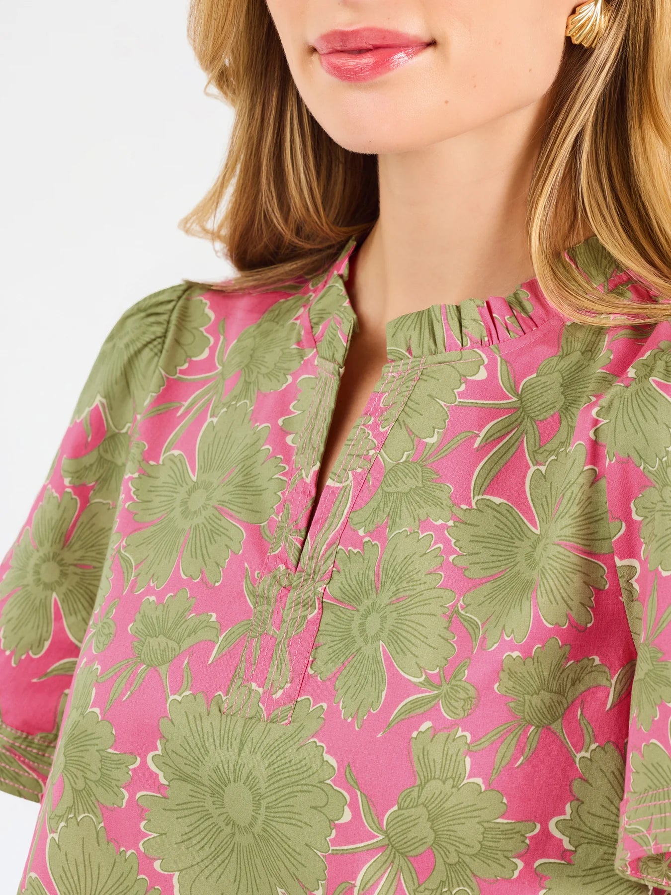 Ramona Top in Garden District Green