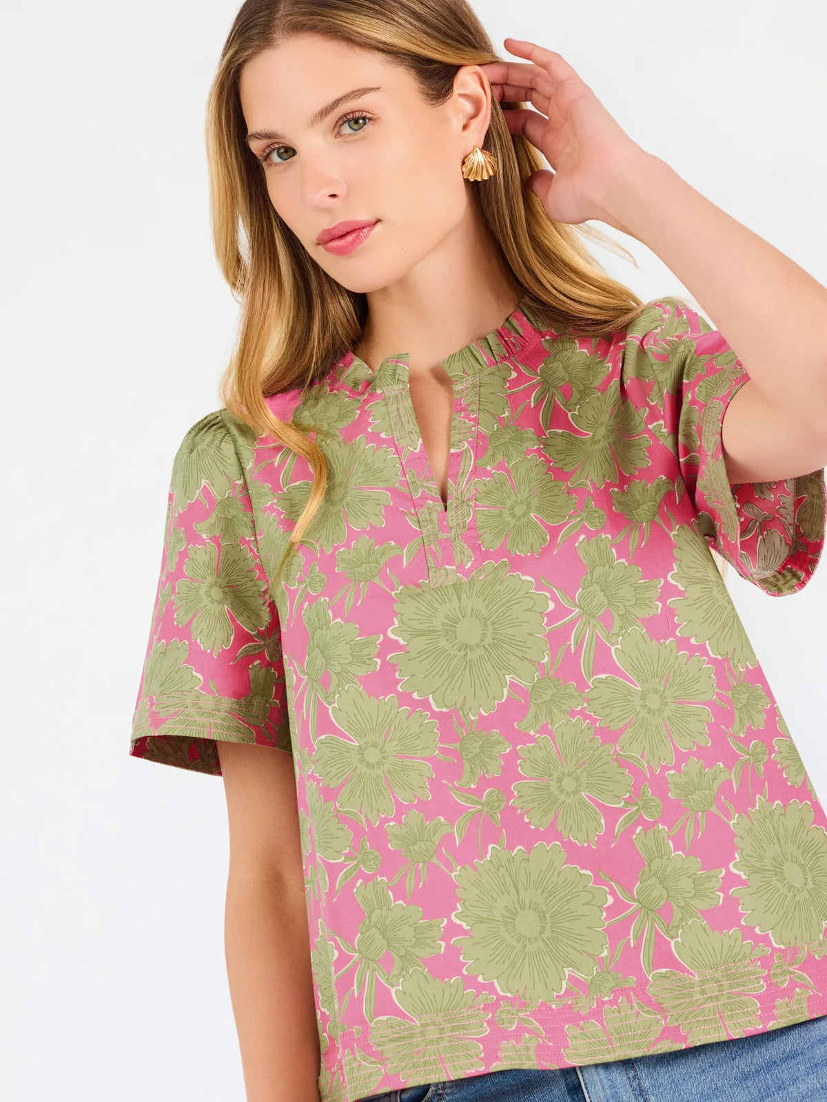 Ramona Top in Garden District Green