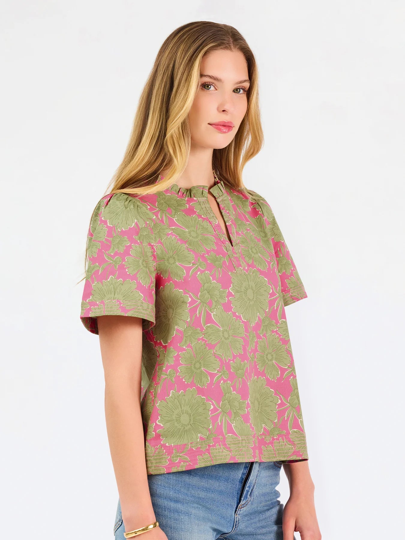 Ramona Top in Garden District Green