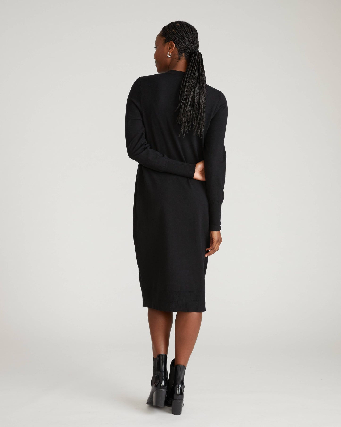 Savvy Fine Knit Everyday Sweater Dress in Black