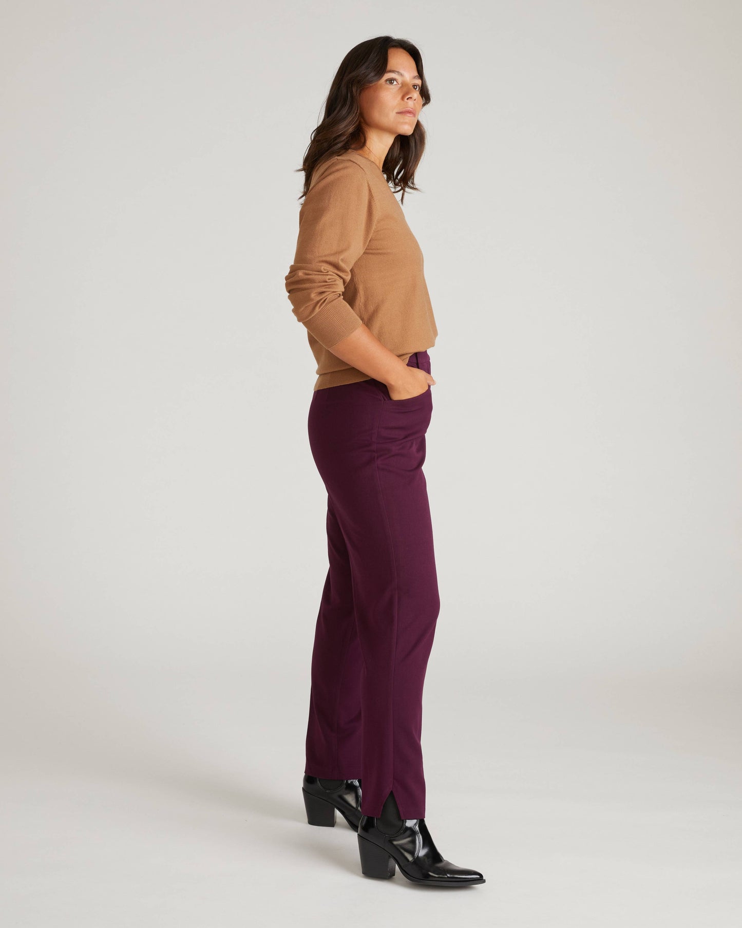 Savvy Fine Knit V Sweater in Classic Camel