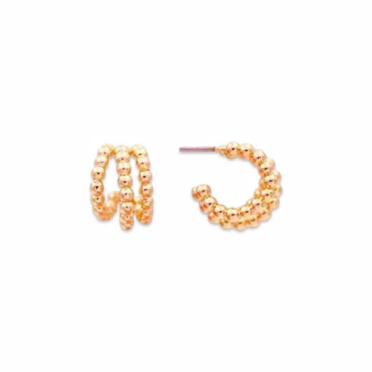 Mini Triple Gold Ball Hoop Earring