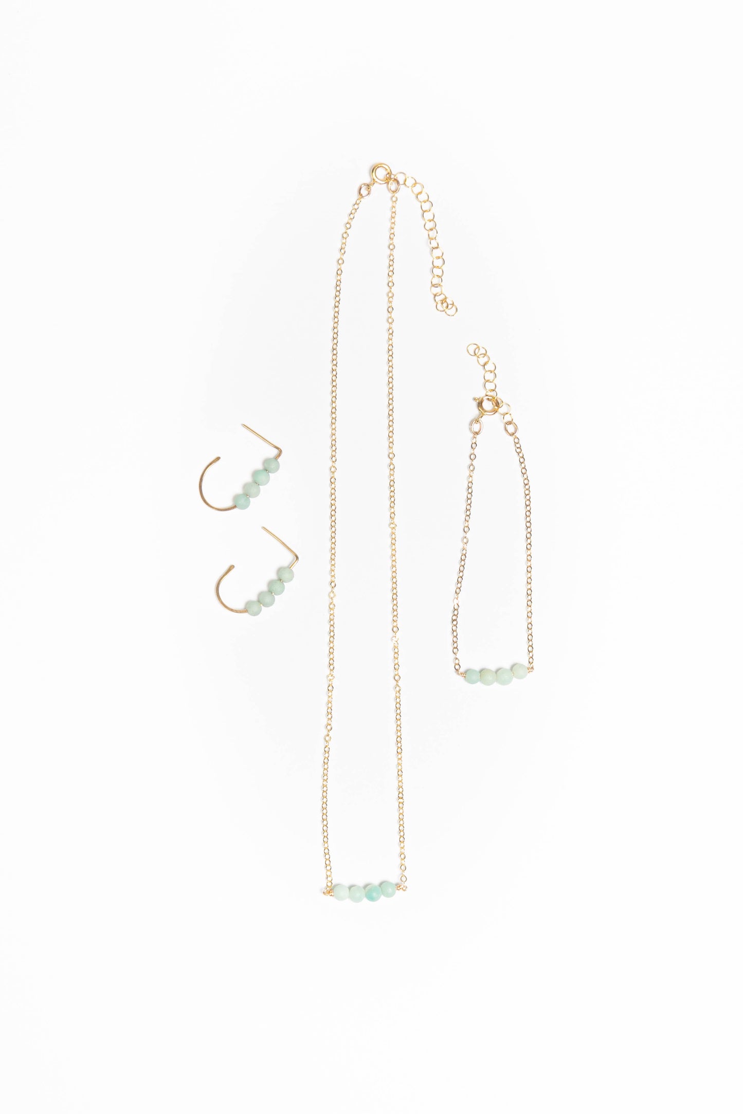 Jordan Amazonite Beaded J-Hoop Earrings in 14K Gold Filled