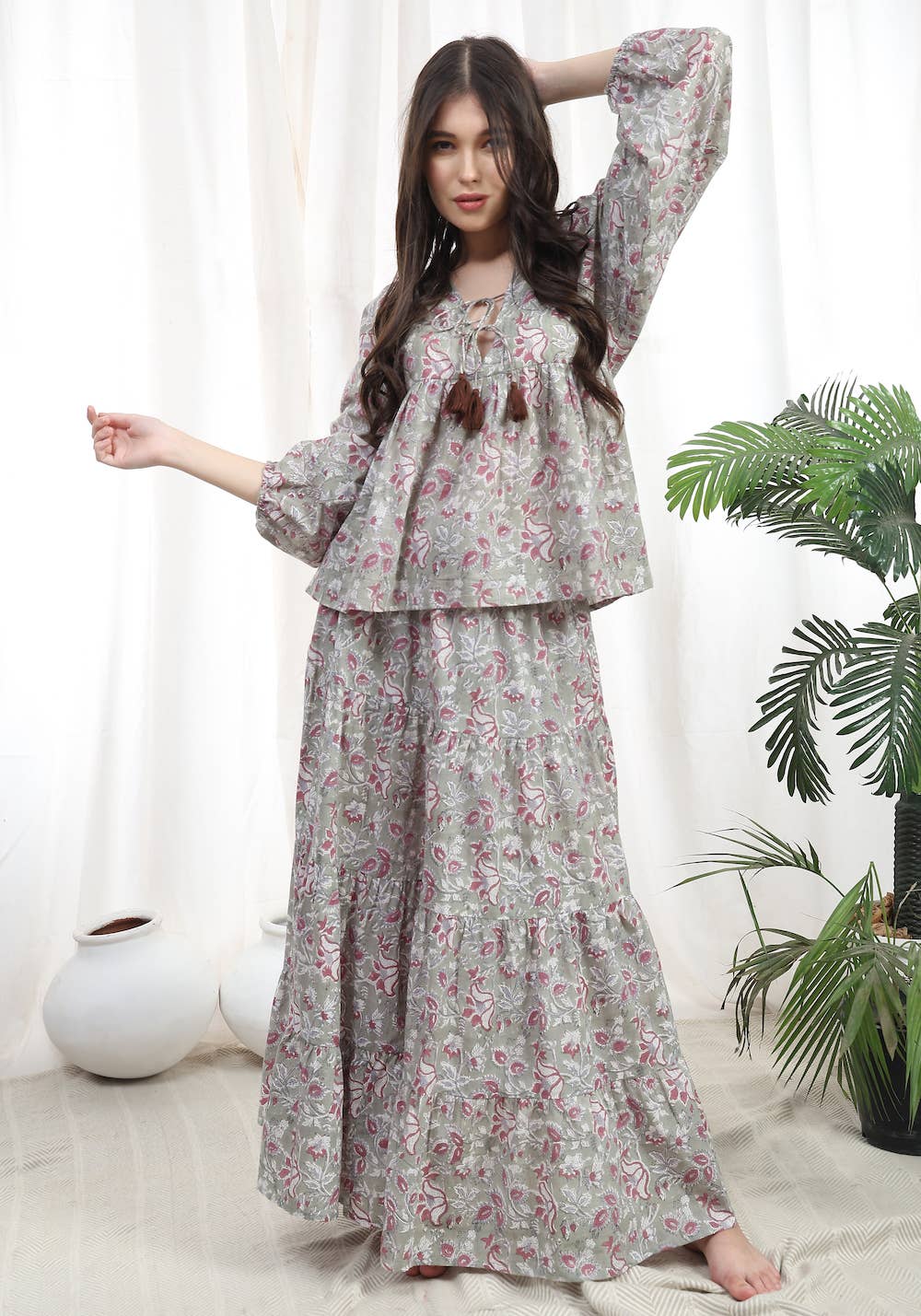 Radha Block Printed Cotton Maxi Skirt