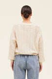 Pointelle Cropped Cardigan in Cream
