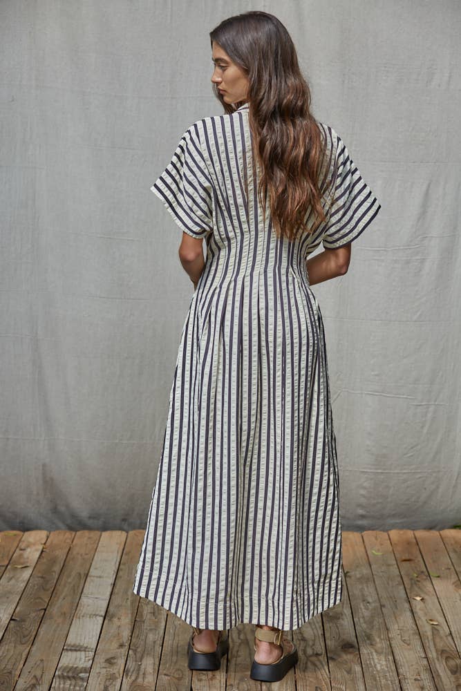 Striped Buttondown Maxi Shirtdress