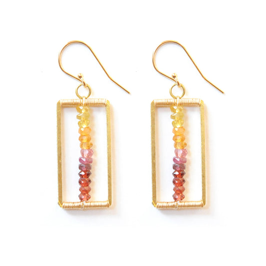 Gradient  Rectangle Earrings in Brass/Golden