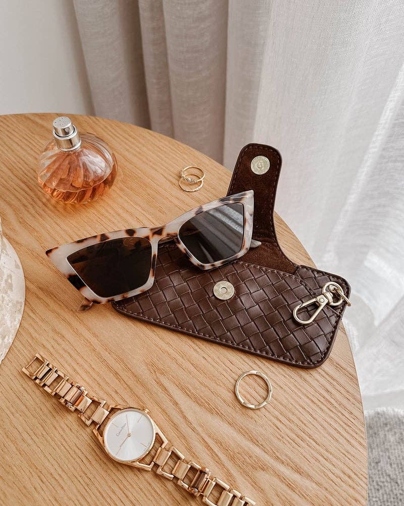 Skittle Sunglass Case - Woven Chocolate: Vegan - Polyurethane / Women-Owned, Cruelty-Free