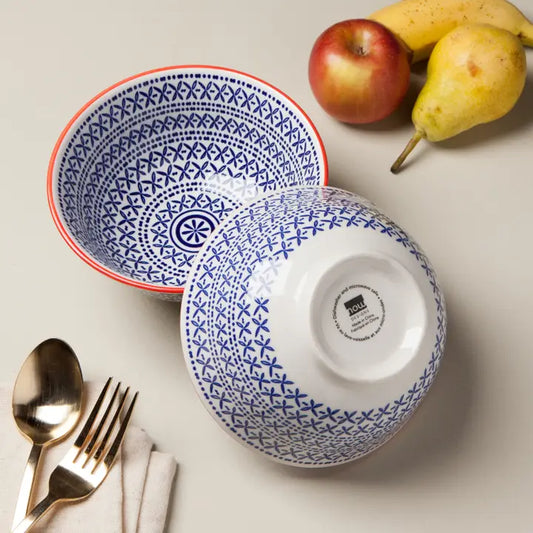 Blue Cross Stamped Bowl - 6"