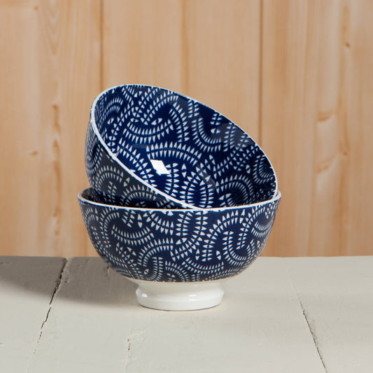 Indigo Geo Stamped Bowl 4 inch