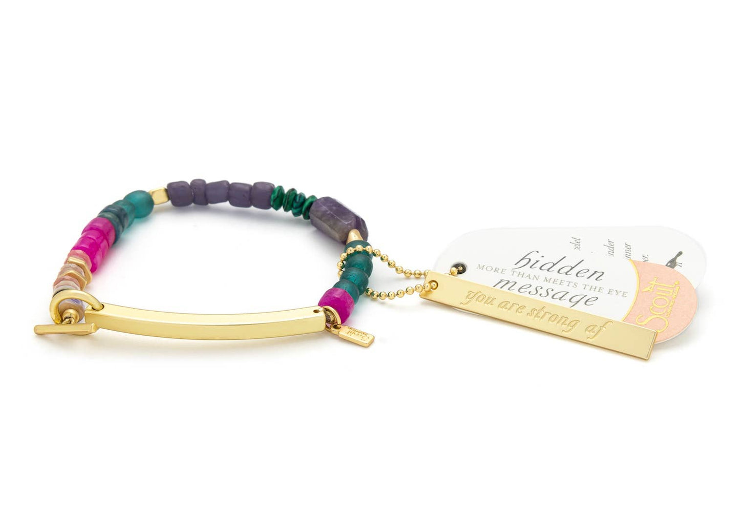 Hidden Message Bracelet - Strong AF/Amethyst/Gold