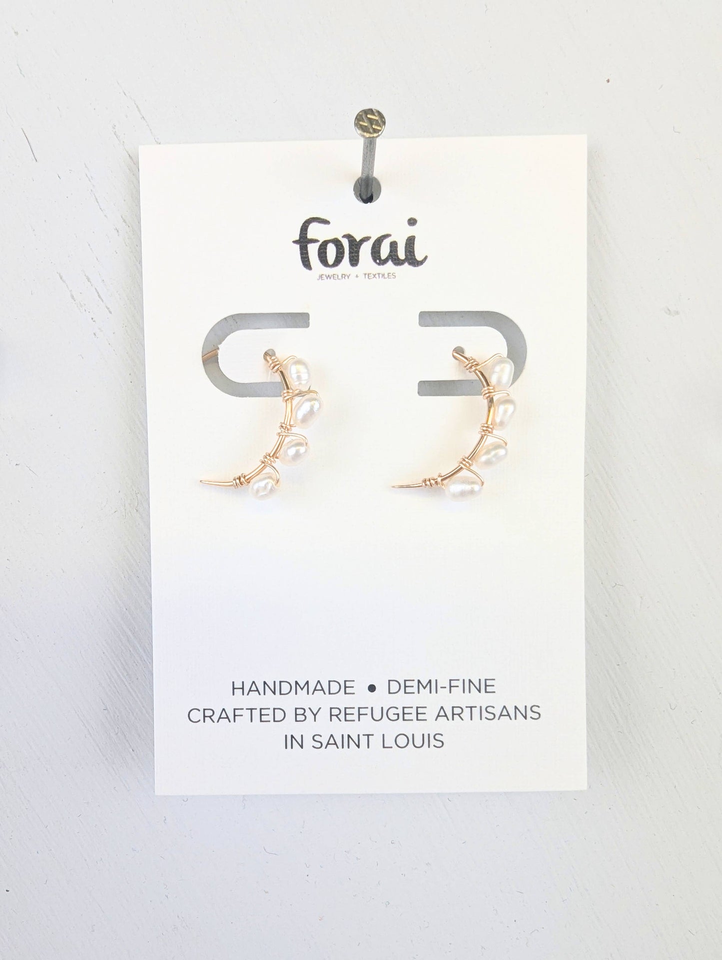 Victoria Rice Pearl Hoop Earrings in 14 Karat Gold Filled