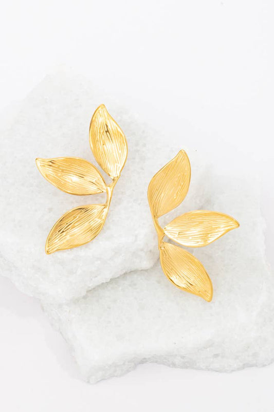 Golden Canopy Leaf Earrings