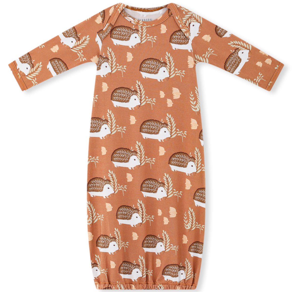 Newborn Gown & Hat Set in Hedgehog (Luxe Stretch)