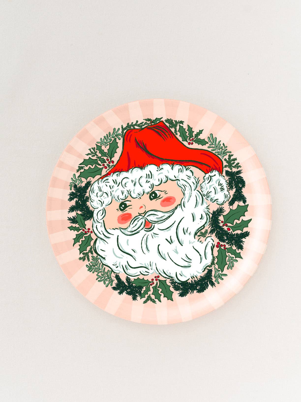 Jolly Santa Christmas Round Bent Birch Tray