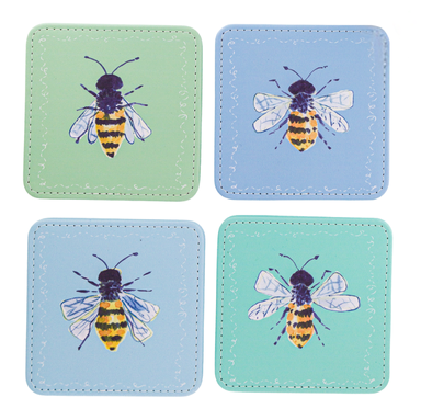 Bee Happy Coasters Set of 4