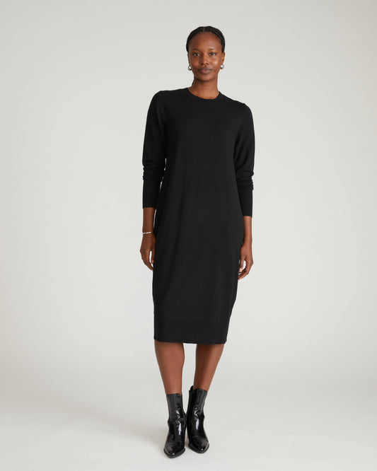 Savvy Fine Knit Everyday Sweater Dress in Black